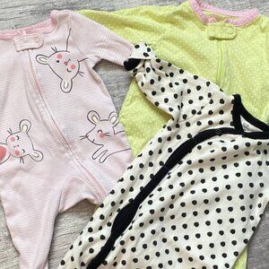 3-Pack Baby Sleepers With Zipper & Snap Closure 0-3 m